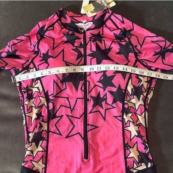 Women’s Pink with Stars Design Long Sleeve Swimsuit Rashguard Size XL NWT - Picture 4 of 8